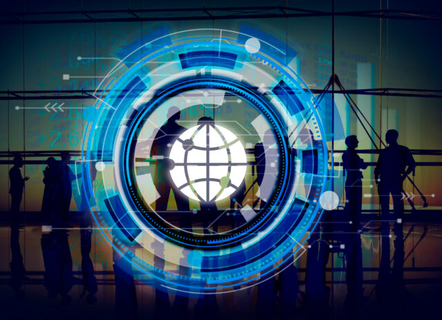 Digital Blue Hud Interface Global Concept Trasformazione epocale della funzione acquisti